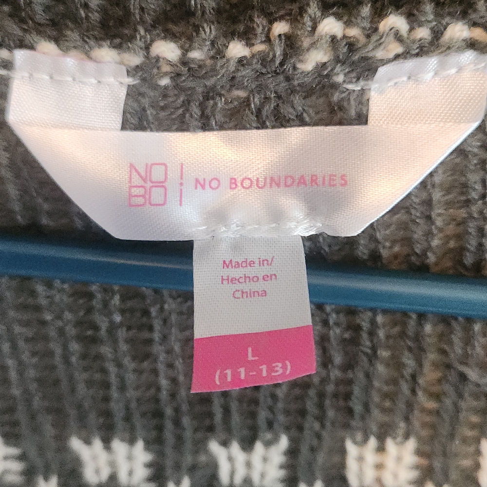 No Boundaries Checkered Cardigan - Dark Green/Gray and Cream - Picture 4 of 5